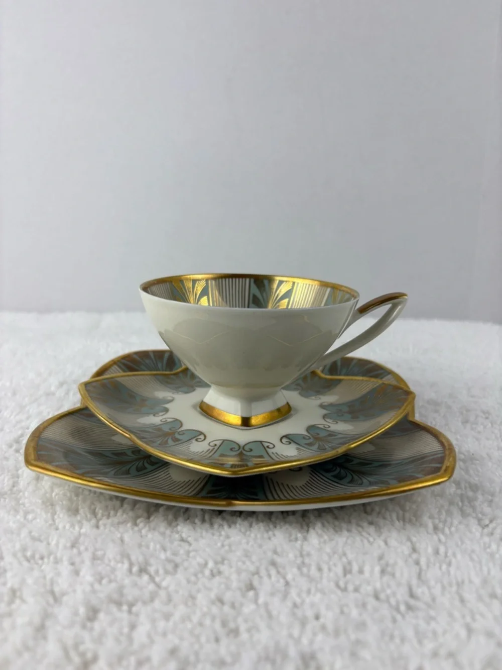 Vintage Alka Kunst Bavaria Porcelain Tea Cup/Saucer/Salad Plate Set